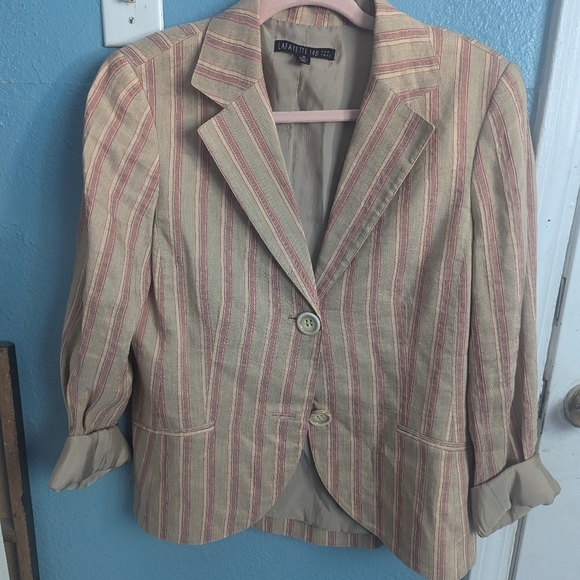 LafayetteWomen's Striped Blazer - Beige and Red - Picture 3 of 6